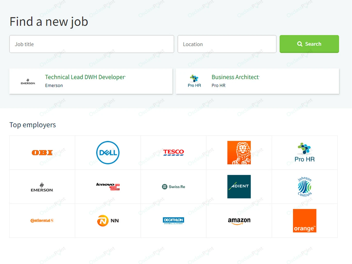 Job-oriented Osclass theme: search and featured listings