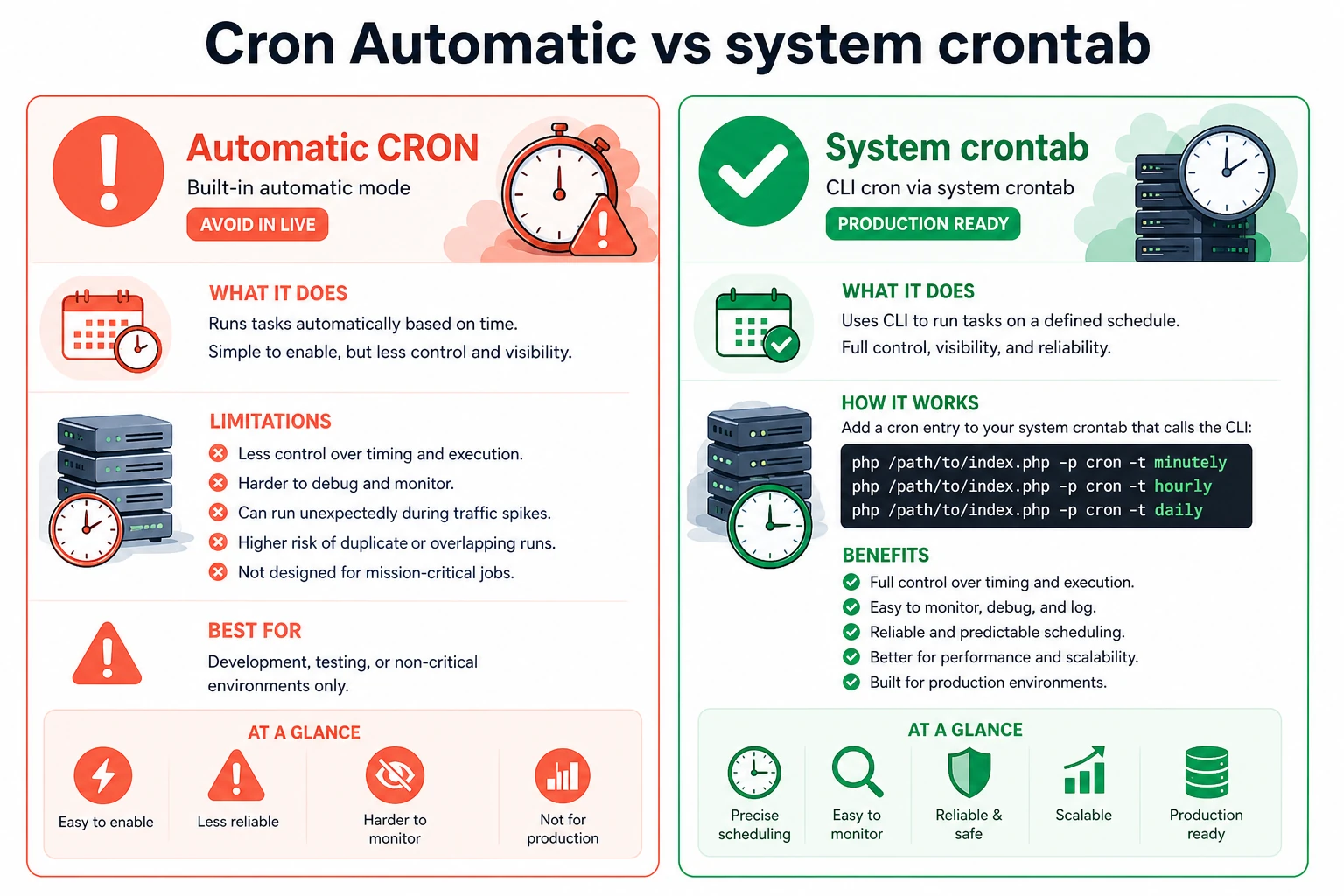 Automatic CRON versus system crontab for production Osclass sites